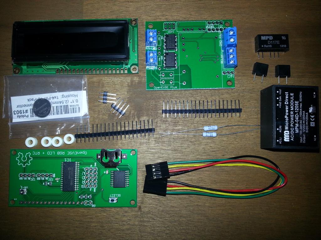openEVSE Plus kit arrived together with the LCD & RTC extension board.