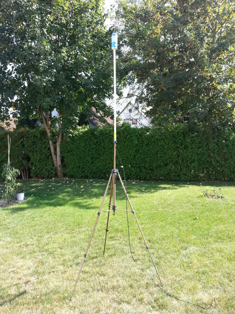 On a tripod, extended to ~3m height.