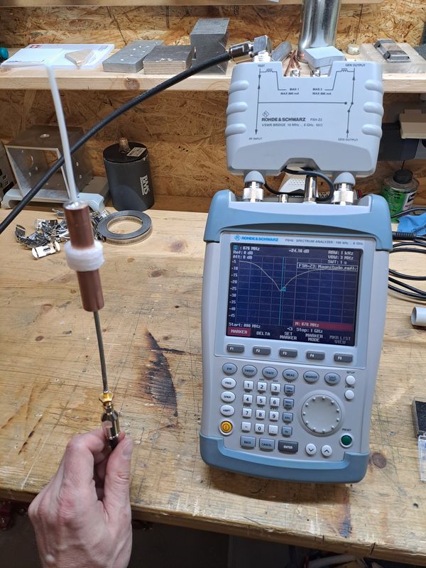 Detuned to -24dB @ 876 MHz when protection pipe is removed.