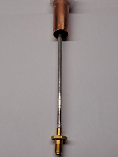 Semi-Rigid coax feed with flange type SMA socket for UT-141C coax.