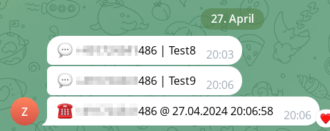 SMS and caller ID forwarded to Telegram